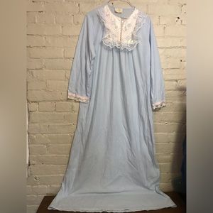 Gotham New York Womens S Light Blue Embroidered Floral Lace Nightgown House Coat